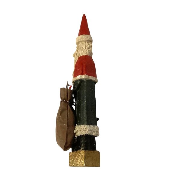 Vtg Old World Santa Claus Pencil Figurine Gift Bag Sack 7” Christmas Decor - Picture 3 of 4